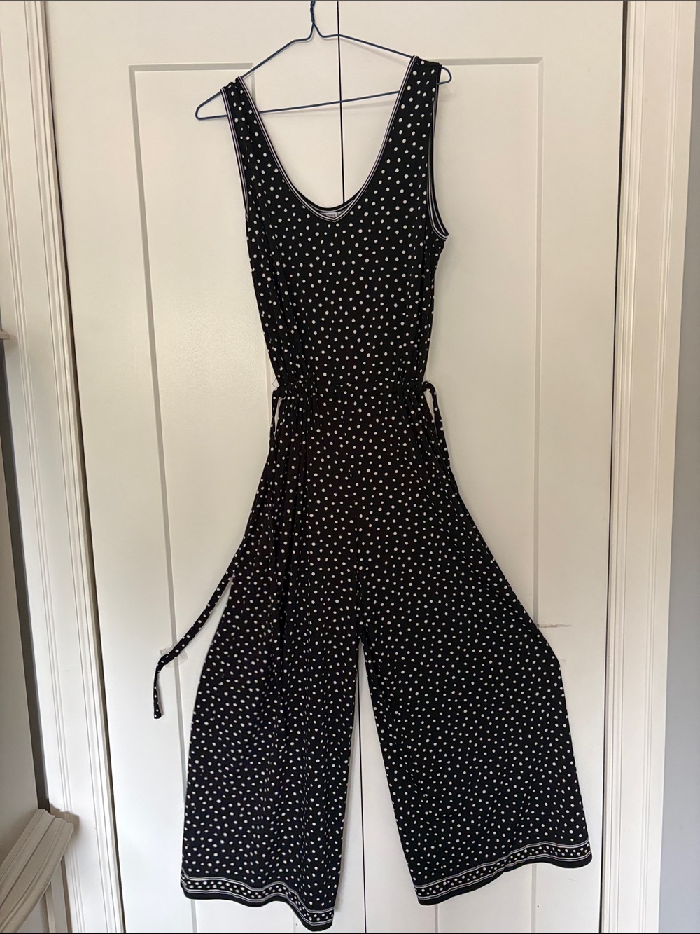 Max Studio Black Jumpsuit with White Polka Dots